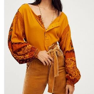 📍 Free People Light Magic Henley Blouse Top